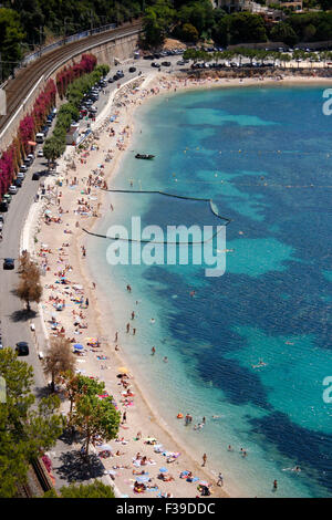 Strand, Villefranche sur Mer, Mittelmeer, Cote d'Azur, Frankreich. Foto Stock