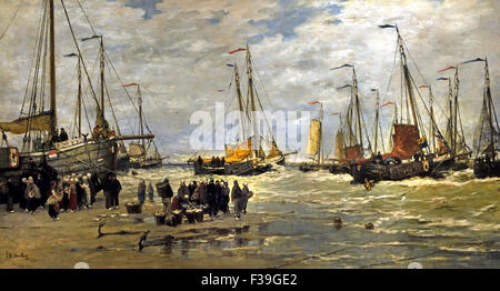 Pesca Pink in Breaking Waves 1875 Hendrik Willem Mesdag 1831 - 1915 Paesi Bassi, Mare del Nord, Schevingen, Den Haag ,l'Aia, Foto Stock