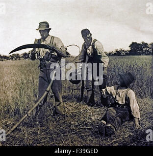 I braccianti durante il raccolto di orzo in Suffolk 1888 Peter Henry Emerson 1856 - 1936 ( da: la vita e il paesaggio sul Norfolk Broads1886 ) Foto Stock