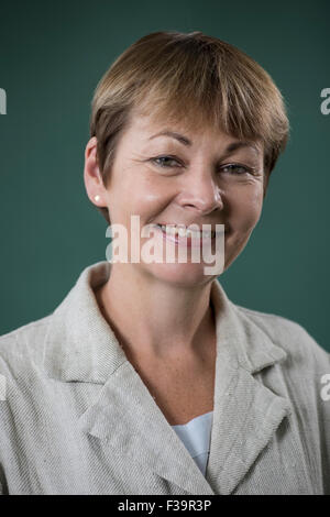 Uomo politico britannico e membro del partito dei Verdi di Inghilterra e Galles, Caroline Lucas. Foto Stock