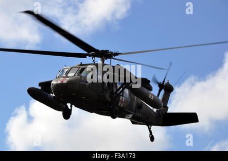 3 dicembre 2013 - UN UH-60 Black Hawk elicottero solleva dal Mocoron, Honduras, per condurre una evacuazione medica (MEDEVAC). Foto Stock