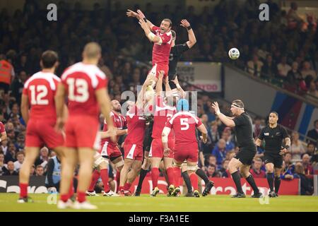 Millennium Stadium di Cardiff, Galles. 02oct, 2015. Coppa del Mondo di rugby. Nuova Zelanda contro Georgia. La Georgia il flanker Mamuka Gorgodze. Credito: Azione Sport Plus/Alamy Live News Foto Stock