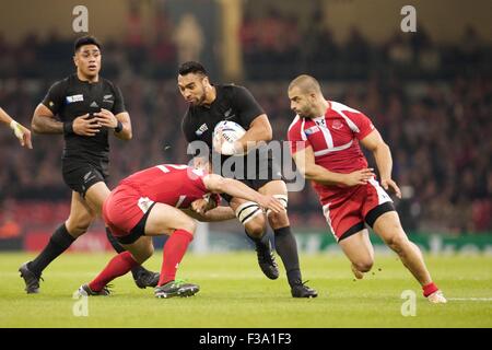 Millennium Stadium di Cardiff, Galles. 02oct, 2015. Coppa del Mondo di rugby. Nuova Zelanda contro Georgia. La Georgia centro Sharikadze Merab. Credito: Azione Sport Plus/Alamy Live News Foto Stock