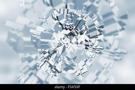 Abstract sfondo digitale con blu e bianco 3d disegno geometrico Foto Stock