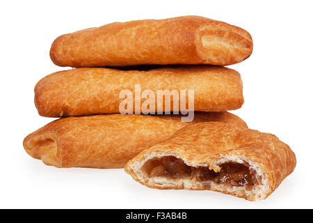 Torte con burro di mele isolato su uno sfondo bianco Foto Stock