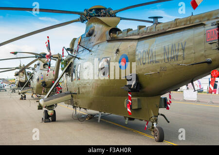 Una linea di Westland Sea King HC4 ("Westland Commando') elicotteri sul display statico Foto Stock