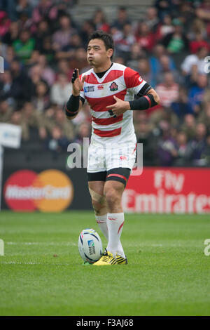 Stadium MK, Milton Keynes, Regno Unito. 3° OTT 2015. Coppa del Mondo di Rugby 2015 corrispondono 24 - Samoa V Giappone. Credito: Chris Yates/Alamy Live News Foto Stock