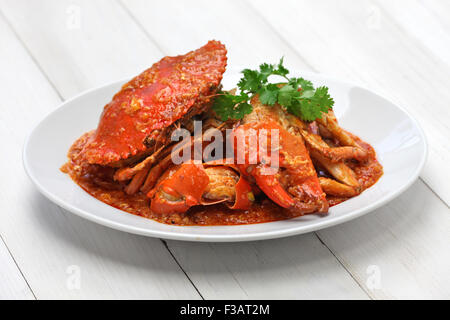 Peperoncino il granchio del fango con mantou fritti, cucina di Singapore Foto Stock