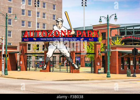 Al di fuori del parco Autozone Baseball Stadium in Memphis TN Foto Stock