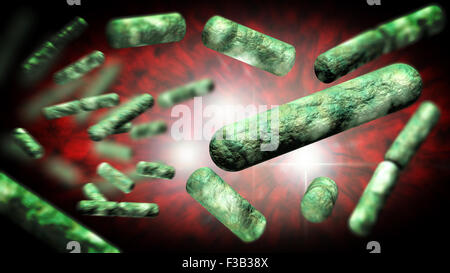 Escherichia coli noto anche come Ecoli batteri in salute scienza background 3D grafico generato Foto Stock