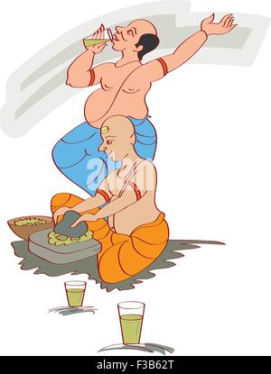 Shivrati Bhang Ghotu Panda arte vettoriale Illustrazione Vettoriale