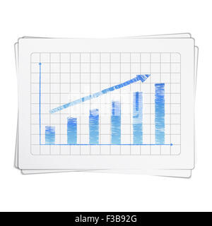 Crescente disegnati a mano il grafico a barra con la freccia Foto Stock
