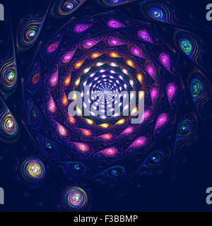 Spirale colorata fantasia nello spazio, generato dal computer sfondo astratto. Arte frattale graphic Foto Stock
