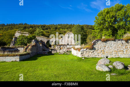 Rovine di Alvastra Abbey - un monastero cistercense in Svezia meridionale risalente alla prima metà del XII secolo Foto Stock