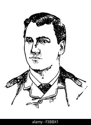 Giornale Vintage ritratto del boxer Irish-American 'Nonpareil' jack Dempsey (1862 - 1895) - spesso classificato come uno dei più grandi pound per pound fighters nella storia. Dempsey (vero nome John Edward Kelly) arrivò a New York da Irlanda come un bambino e ha lavorato in una fabbrica di canna prima di passare la mano alla lotta e pugilato in 1883. Egli è salito a diventare statunitense e mondiale pesi medi del campione e la sua reputazione di essere imbattibile che gli è valso il soprannome di 'Nonpareil' come egli è stato considerato senza pari. Foto Stock