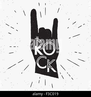 Rock mano silhouette di segno Illustrazione Vettoriale