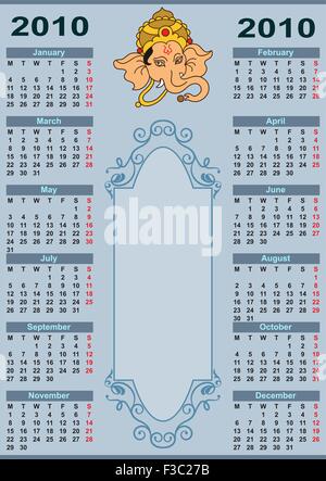 Il design del calendario 2010 Arte vettoriale Illustrazione Vettoriale