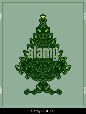 Calligrafica albero di Natale arte vettoriale Illustrazione Vettoriale