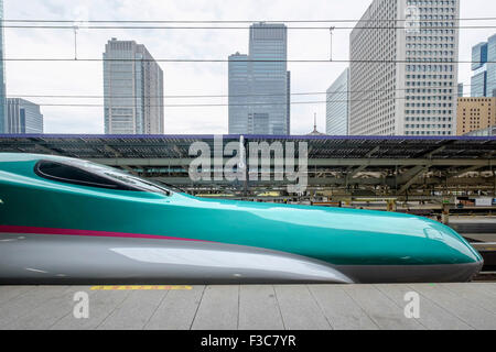 Hayabusa E5 il treno superveloce Shinkansen dell Oriente Giappone Ferrovie alla Stazione di Tokyo Giappone Foto Stock