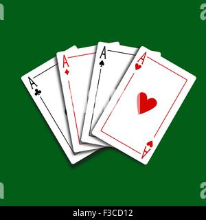 Set di quattro icone della scheda con le voci ACE su sfondo verde. Illustrazione Vettoriale. Illustrazione Vettoriale