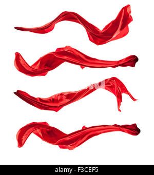 Scatti di isolato di raso rosso, isolato su sfondo bianco Foto Stock