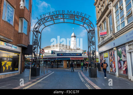 Leicester il mercato all'aperto più grande mercato coperto in Europa, LEICESTERSHIRE REGNO UNITO Foto Stock