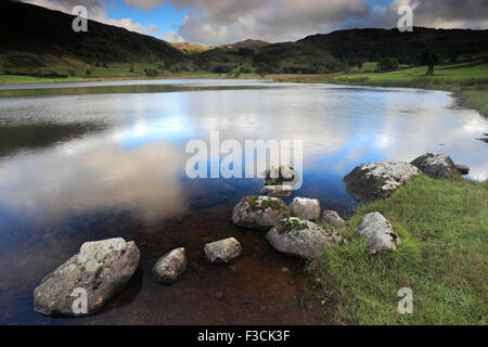 Summer View su Watendlath Tarn, Parco Nazionale del Distretto dei Laghi, Cumbria, England, Regno Unito Foto Stock