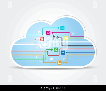 Questa immagine è un file vettore che rappresenta una rete di connessione cloud illustrazione. Illustrazione Vettoriale