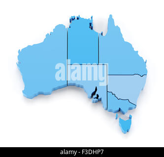 Mappa di estruso di Australia con i confini di stato Foto Stock