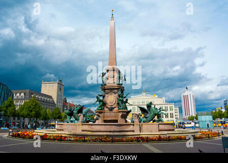 Fontana Mendebrunnen, Augustusplatz, Lipsia, Sassonia, Germania Foto Stock