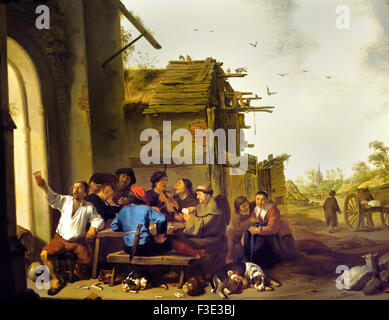 Le figure prima di un villaggio Inn 1642 Cornelis Saftleven 1607 - 1681 olandese Paesi Bassi Foto Stock