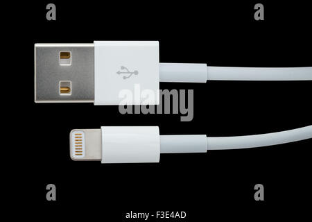 Ripresa macro di un cavo USB per il trasferimento dati. Foto Stock
