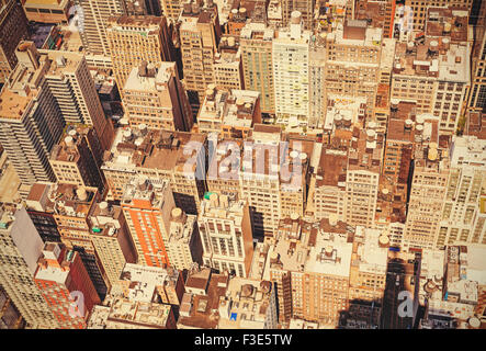 Retrò vecchio stile film di tetti di Manhattan, New York, Stati Uniti d'America. Foto Stock