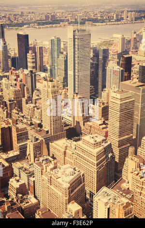 Retrò vecchio stile pellicola vista di Manhattan, New York, Stati Uniti d'America. Foto Stock