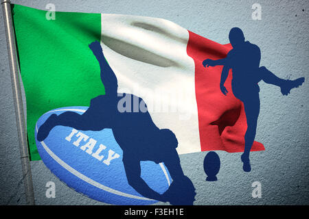 Immagine composita della silhouette di un giocatore di rugby Foto Stock