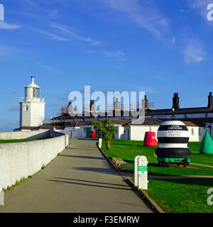 Lizard Lighthouse Heritage Centre, Lizard Point, penisola di Lizard, Cornwall, Regno Unito Foto Stock