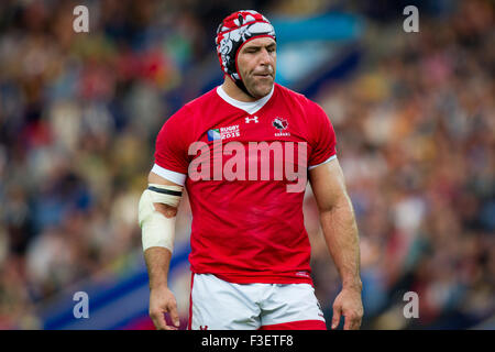 Il re lo stadio di potenza, Leicester, Regno Unito. Il 6 ottobre, 2015. Coppa del Mondo di rugby. Canada contro la Romania. Jamie Cudmore ha del Canada. Credito: Graham Wilson / Immagini di pipeline/Alamy Live News Foto Stock