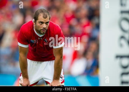 Il re lo stadio di potenza, Leicester, Regno Unito. Il 6 ottobre, 2015. Coppa del Mondo di rugby. Canada contro la Romania. Brett Beukeboom del Canada. Credito: Graham Wilson / Immagini di pipeline/Alamy Live News Foto Stock