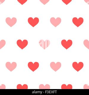 Rosso e cuori rosa su bianco modello senza giunture Illustrazione Vettoriale