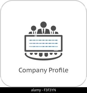 Profilo aziendale e la relativa icona. Design piatto. Illustrazione Vettoriale