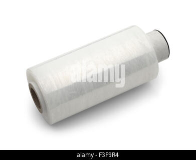 Imballaggi in materie plastiche Wrap Film isolati su sfondo bianco. Foto Stock