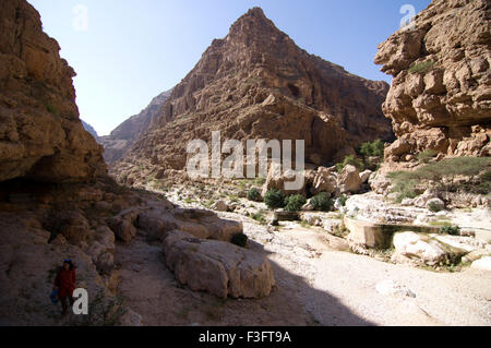 Wadi Fusc, una formazione naturale di rocce e crystal clear pool che lo rendono un popolare escursione di un giorno o di destinazione di vacanza. Foto Stock