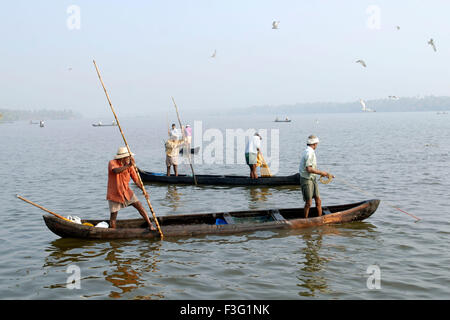 Pesca, Cherai backwater, Vypeen Island, Ernakulam, Kerala, India, Asia Foto Stock