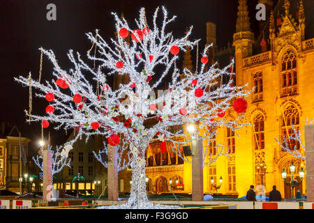 Mercato di Natale posto a Bruges, Belgio Foto Stock