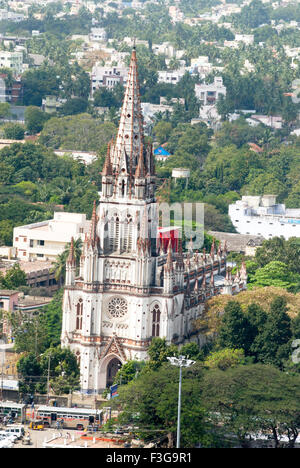 Veduta aerea della chiesa di Nostra Signora di Lourdes ; Teppakulam ; Tiruchirappalli ; Trichy ; Tamil Nadu ; India Foto Stock
