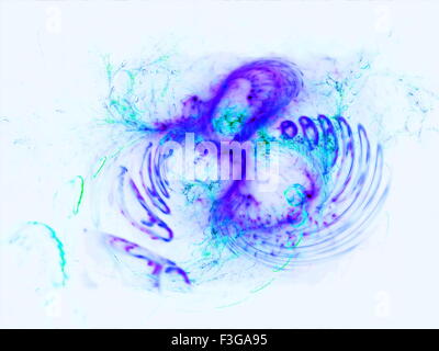 Fantasticamente blu traslucido space nebula con una struttura complessa costituita da bolle e nebulose, filatura ritorto in direzioni differenti Foto Stock