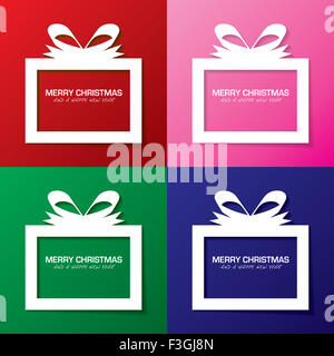 Collezione regalo di Natale di scatole con un messaggio per le vacanze Foto Stock