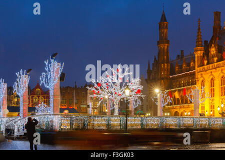Mercato di Natale posto a Bruges, Belgio Foto Stock