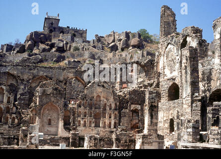 Rovine di Golconda fort ; Hyderabad ; Andhra Pradesh ; India Foto Stock