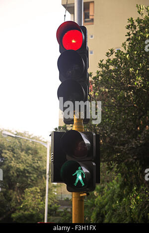 Segnale di traffico su strada; Grant road ; Bombay ora Mumbai ; Maharashtra ; India Foto Stock